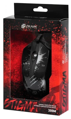 Мышь Оклик 399M STIGMA черный оптическая 1200dpi USB для ноутбука 3but (1175321) (id 57995)