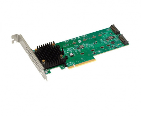 RAID-контроллер Broadcom 9540-2M2 SGL (05-50148-00 / 05-50148-00002 / 03-50148-00002) PCIe v4 x8 LP, Tri-Mode SATA/NVMe 12G RAID 0,1, 2x M.2 slots, 3808 IOC, RTL (id 37908)