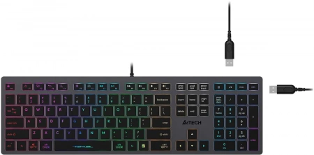 Клавиатура A4Tech FX60H серый USB slim LED (FX60H GREY/NEON) кабель 1.5м (id 55862)