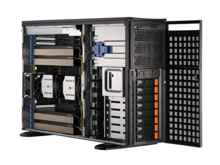 Серверная платформа Supermicro Tower SYS-741GE-TNRT 2*LGA4677 up to 350W / 16*DDR5 RDIMM / 8*3.5 SAS/SATA/NVME / 7*FHFL Gen5 x16 / 2*M.2 NVME 2280-110 / IPMI 2.0 / 2*10GbE BASE-T / VGA / 1+1*2000W (id 60954)