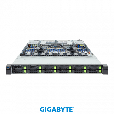 Gigabyte R184-S92-AAV1 / 1U / 2*LGA4710 up to 350W / 32*RAM / 12*2.5" SAS/SATA/NVME + 1*m.2 2280 2*m.2 2280/22110 / 2*1Gb / 2*OCP 3.0 / 2*FHHL Gen5 x16 / 2*1600W / Rails / 1Y (id 54612)
