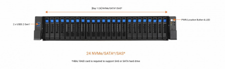 ASUS RS720-E12-RS24G, 2U, 2x LGA4710, 32x DDR5, 24x 2.5 NVME (or 8NVME+16 SATA* SAS*), 2 x M.2 Gen5 x2 (2280 2260)(VROC required for RAID), 6 x PCIe x8 or 3x PCIe x16 + 2 x PCIe x16 + 2 x OCP3.0, 1 x Management Port, 1+1 3200W (id 40394)