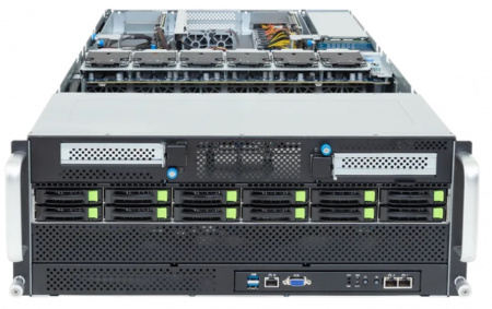 GigaByte  G494-ZB4-AAP2 GPU Server / 4U / 2*LGA6096 (SP5) up to 500W / 48*RAM / 12*2.5" SAS/SATA/NVME Gen5 + 2*m.2 2280/22110 / 2*1Gb / 8*FHFL PCIe Gen5 x16 slots for GPUs + 2*FHHL PCIe Gen5 x16 slots + 1*FHHL PCIe Gen5 x16 slot on the front si (id 53809)