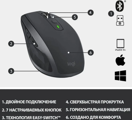 Мышь беспроводная Logitech MX Anywhere 2S Graphite (NANO RECEIVER) (910-006211) (id 20540)